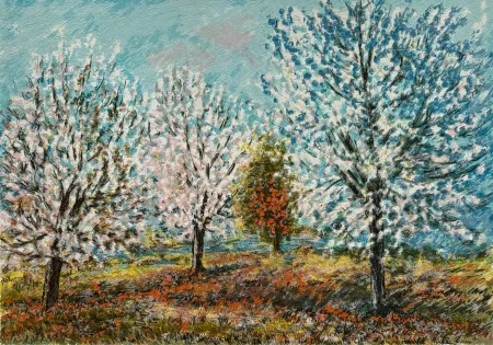 Serigrafía Cascella - Ciliegi in fiore