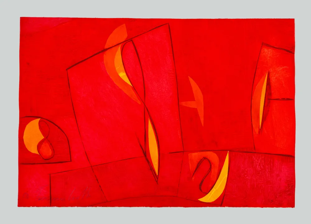 Aguafuerte Y Aguatinta Cascella - Composizione rossa