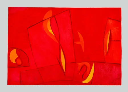 Aguafuerte Y Aguatinta Cascella - Composizione rossa