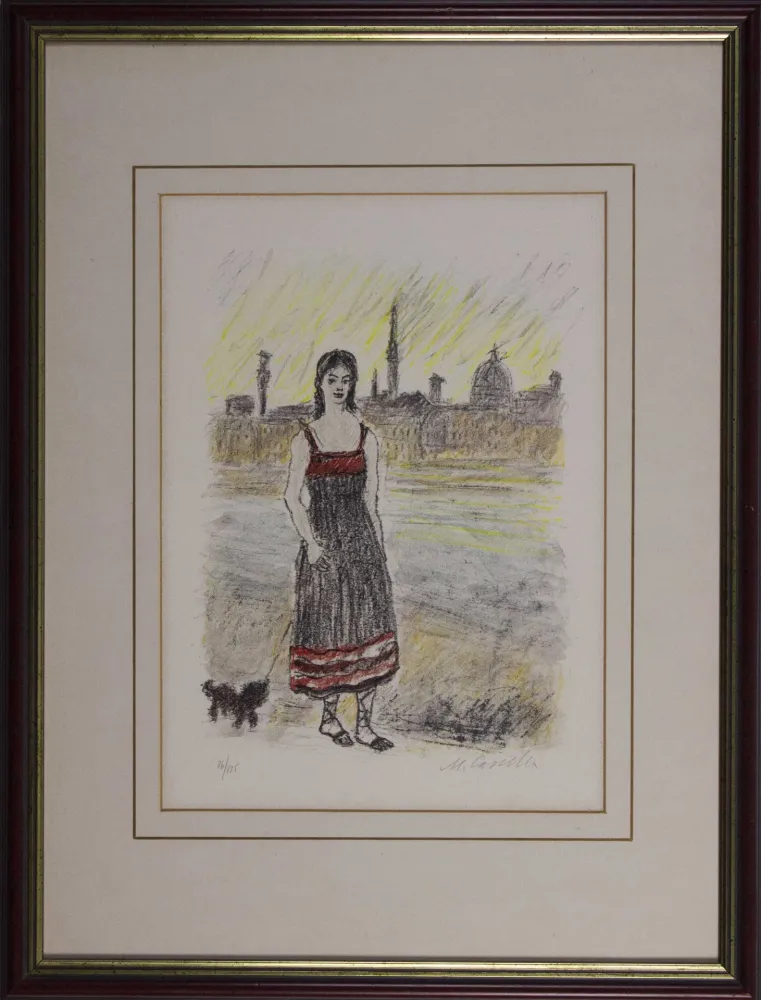 Litografía Cascella - Firenze Ponte San Nicolò