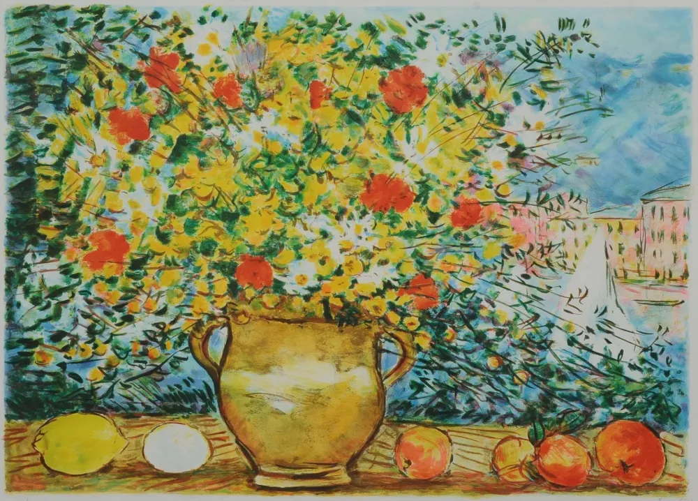 Litografía Cascella - Vaso di fiori