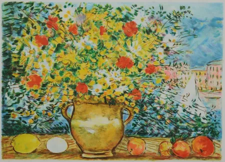 Litografía Cascella - Vaso di fiori