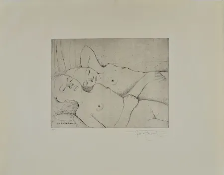 Aguafuerte Casorati - TWO SLEEPING GIRLS