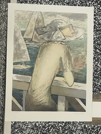 Litografía Cassigneul  -  INCONNUE DEVANT LA MER (1976) CR 126(1976)
