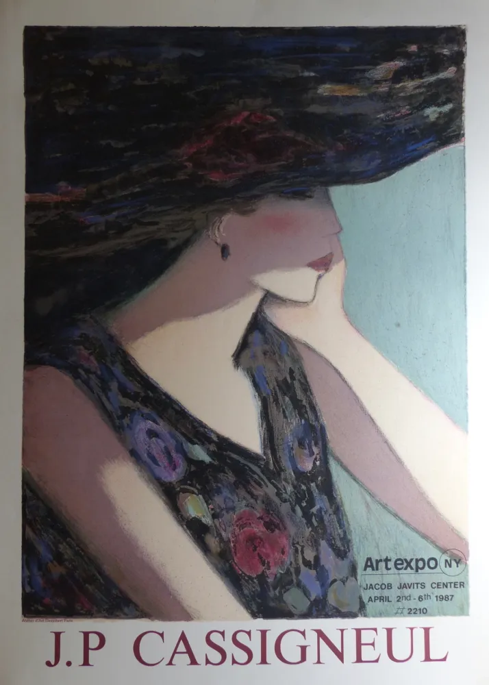 Cartel Cassigneul  - Jean-Pierre Cassigneul (1935 -), art expo New York. 1987. Affiche lithographique
