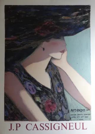 Cartel Cassigneul  - Jean-Pierre Cassigneul (1935 -), art expo New York. 1987. Affiche lithographique