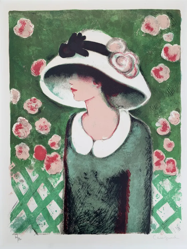 Litografía Cassigneul  - La Roseraie