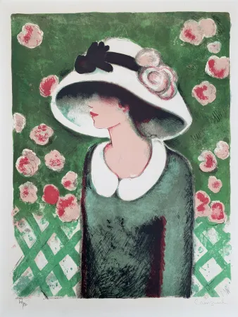 Litografía Cassigneul  - La Roseraie