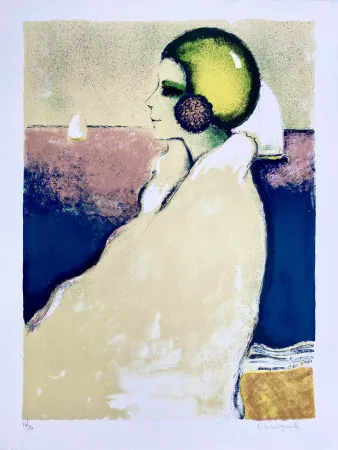 Litografía Cassigneul  - Le Bonnet de Bain