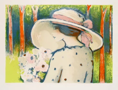 Litografía Cassigneul  - Les Arbes Rouge