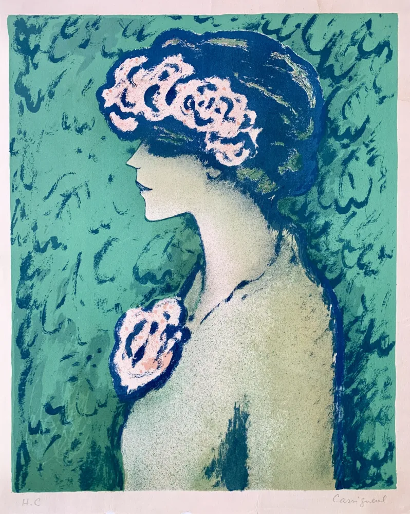 Litografía Cassigneul  - Profil Fond Vert