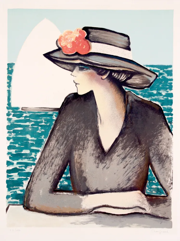 Litografía Cassigneul  - The white sailing boat