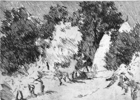 Aguafuerte Castellani - Piccolo paesaggio a Reforzate