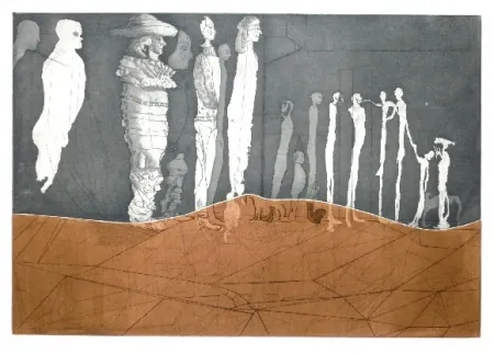 Aguafuerte Y Aguatinta Castillo - La espera