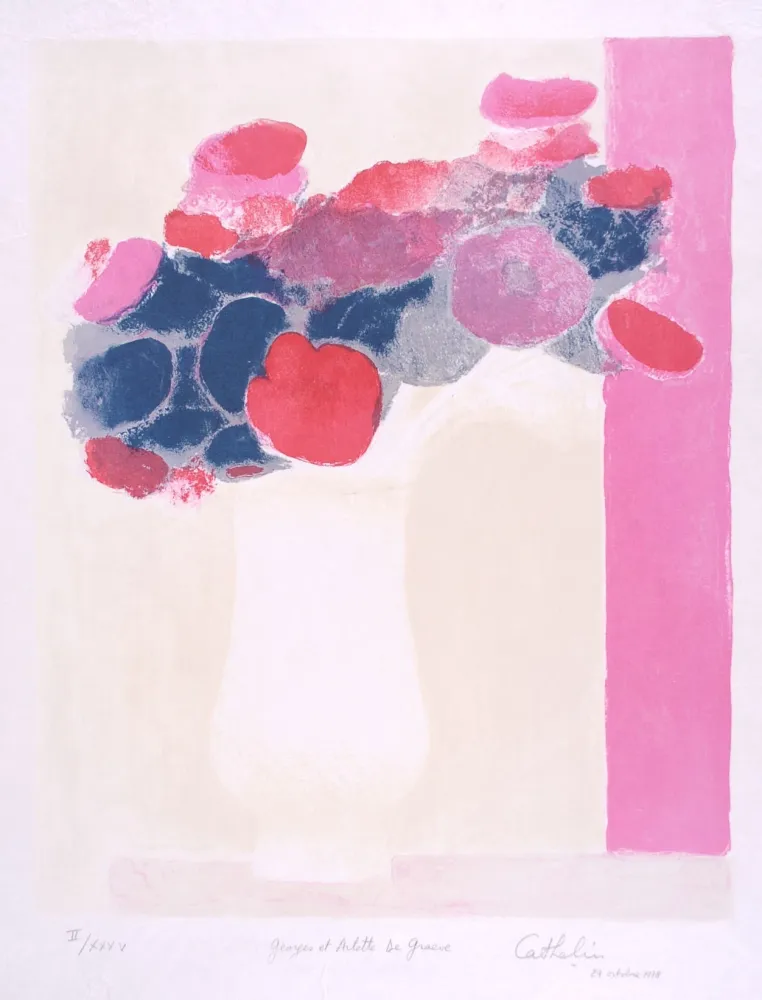 Litografía Cathelin - Anémones 2 - Anemones 2