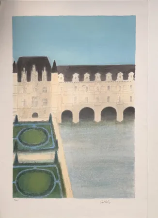 Litografía Cathelin - Chateau de Chenonceau