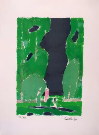 Litografía Cathelin - Clairière à Ceylan I - Clearing in Ceylan I