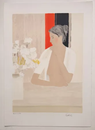 Litografía Cathelin - Le bouquet blanc