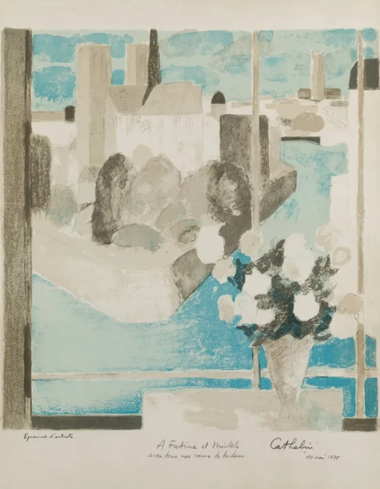 Litografía Cathelin - Vase à la fenêtre