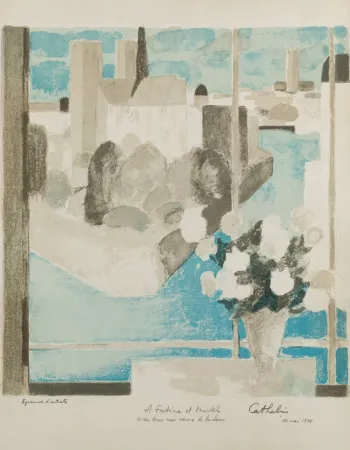 Litografía Cathelin - Vase à la fenêtre