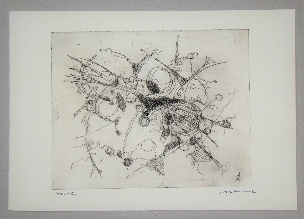 Aguafuerte Cavael - Abstrakte Komposition