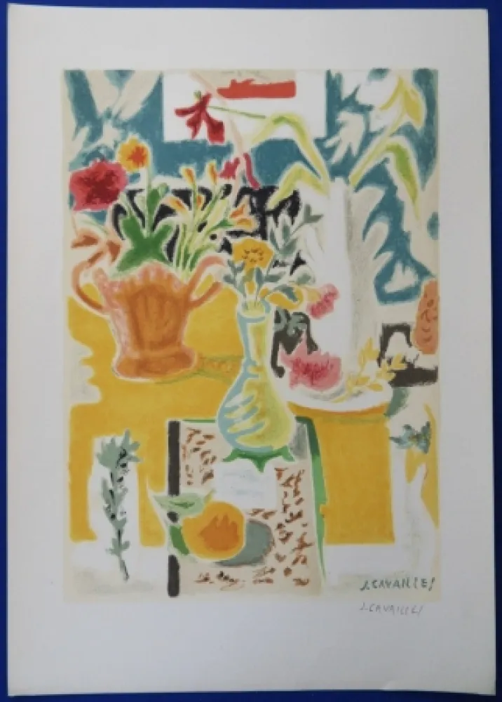 Litografía Cavailles - Table fleurie