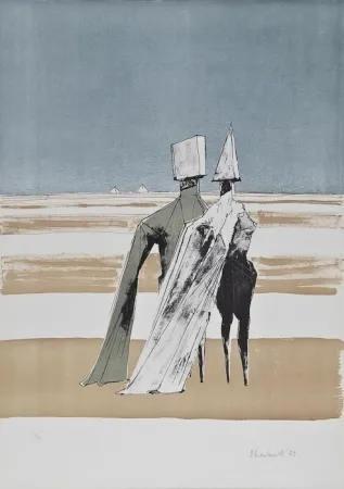 Litografía Chadwick - Two figures in a landscape