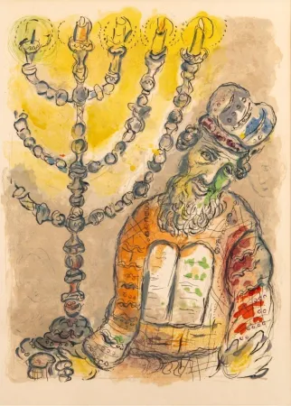 Litografía Chagall - Aaron and the Candlestick, 1966