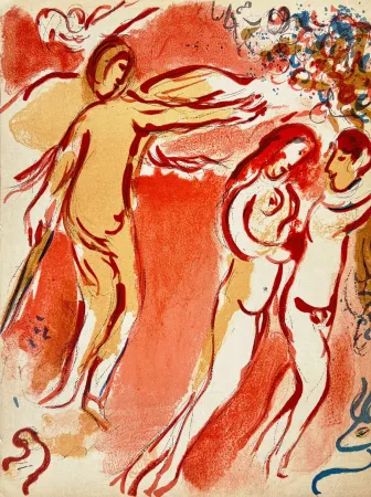 Litografía Chagall - Adam and Eve