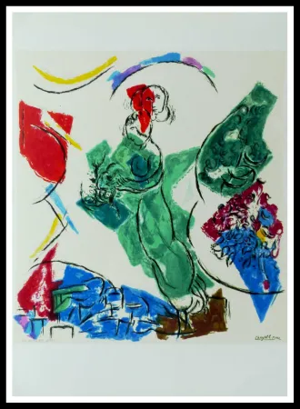 Litografía Chagall (After) - FEMME EN VERT