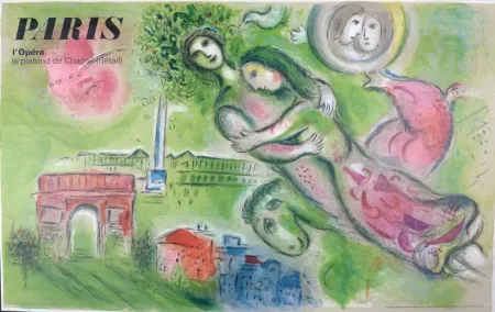 Litografía Chagall (After) - Roméo et Juliette, Paris, l’Opéra, le plafond de Chagall (détail)