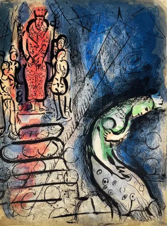Litografía Chagall - Ahasuerus Sends Vasthi Away