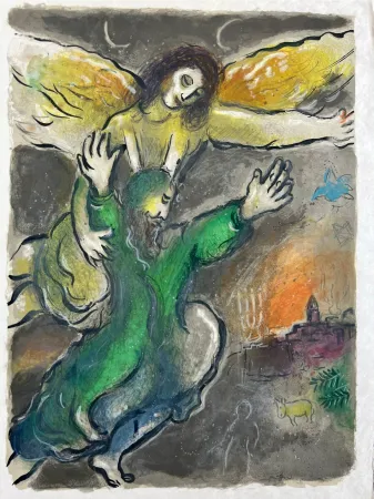 Litografía Chagall - And Moses beheld all the worke, and beholde, they had done it as the Lorde had commanded; and Moses blessed them