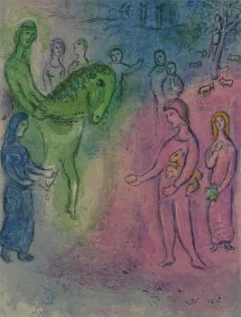 Litografía Chagall - Arrivee de Dionysophane