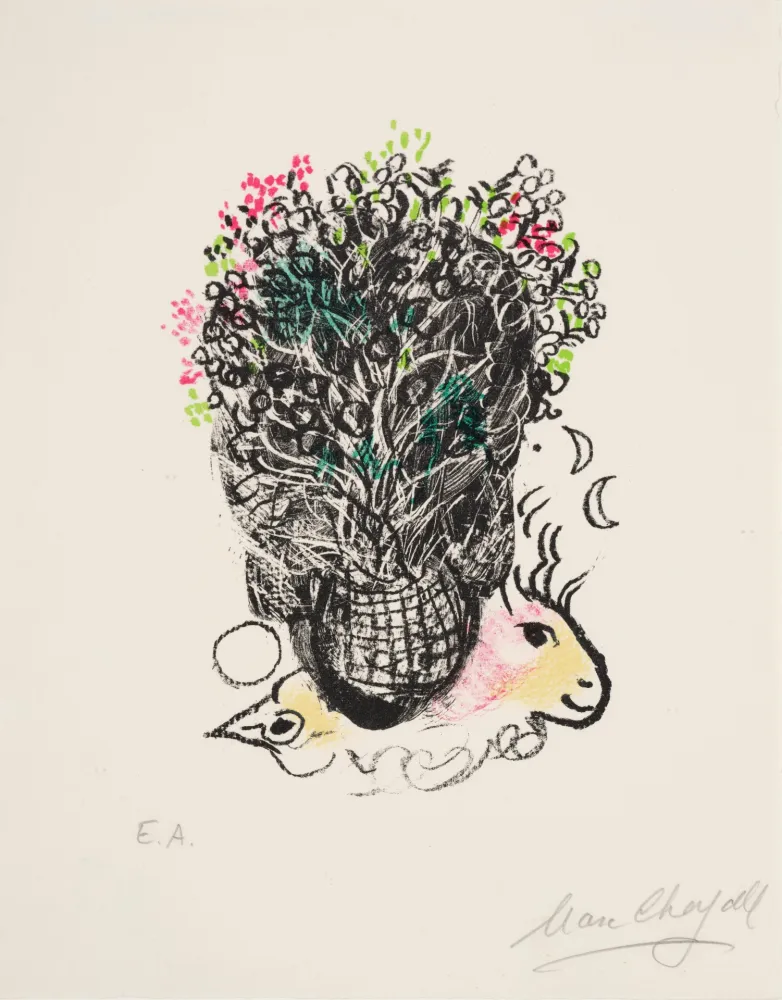 Litografía Chagall - Bouquet pour Fernand