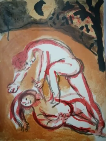 Litografía Chagall - Cain et Abel