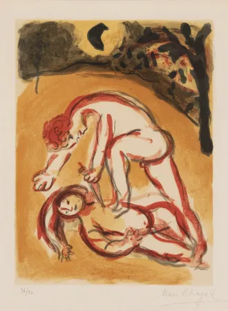 Litografía Chagall - Caïn et Abel (from Dessins pour la Bible)