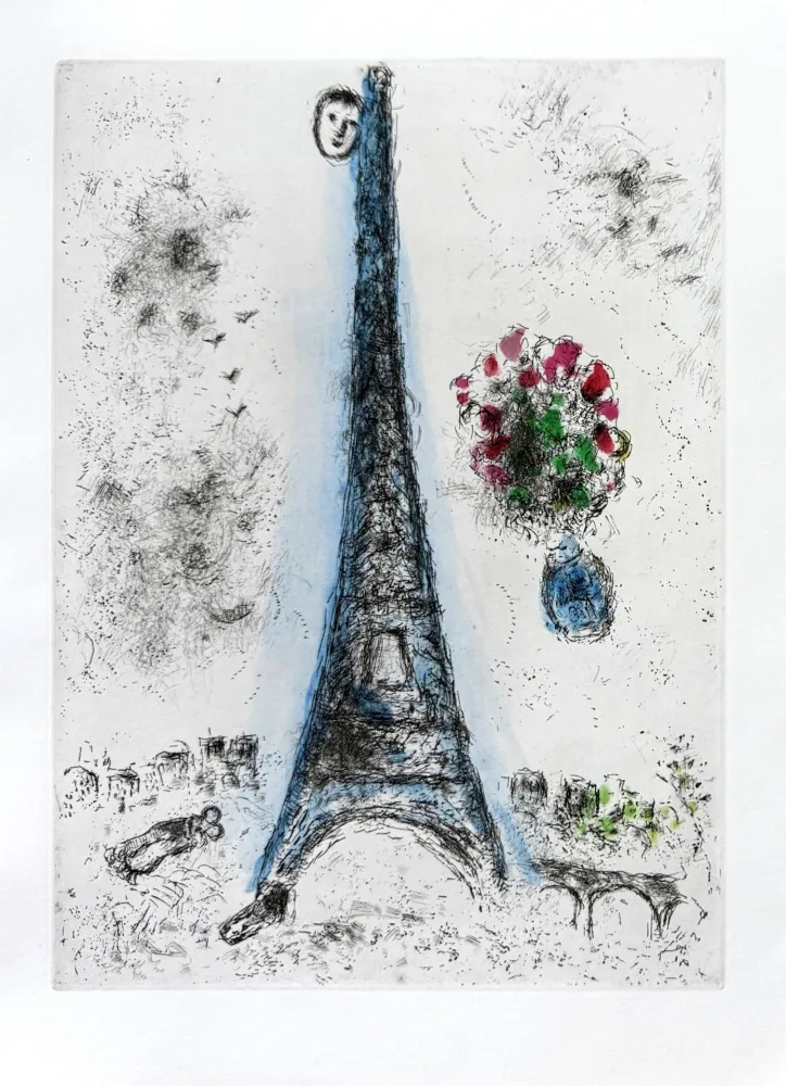 Aguafuerte Chagall - Celui qui dit les choses sans rien dire, Planche I