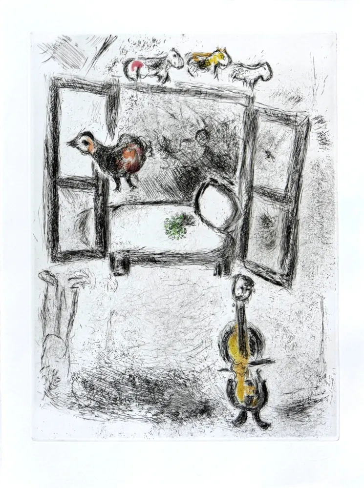 Aguafuerte Chagall - Celui qui dit les choses sans rien dire, Planche II