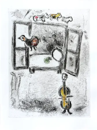 Aguafuerte Chagall - Celui qui dit les choses sans rien dire, Planche II