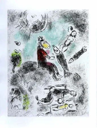 Aguafuerte Chagall - Celui qui dit les choses sans rien dire, Planche IV