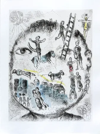 Aguafuerte Chagall - Celui qui dit les choses sans rien dire, Planche V