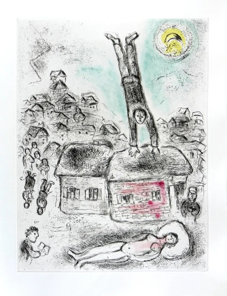 Aguafuerte Chagall - Celui qui dit les choses sans rien dire, Planche X
