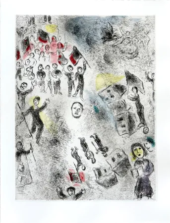 Aguafuerte Chagall - Celui qui dit les choses sans rien dire, Planche XI