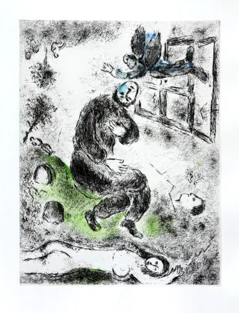 Aguafuerte Chagall - Celui qui dit les choses sans rien dire, Planche XII