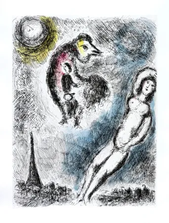 Aguafuerte Chagall - Celui qui dit les choses sans rien dire, Planche XIV