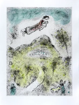 Aguafuerte Y Aguatinta Chagall - Celui qui dit les choses sans rien dire, Planche XIX