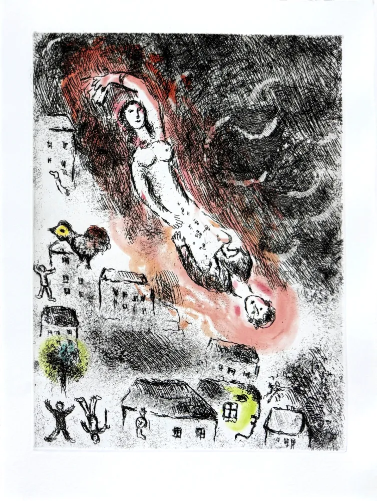 Aguafuerte Chagall - Celui qui dit les choses sans rien dire, Planche XV