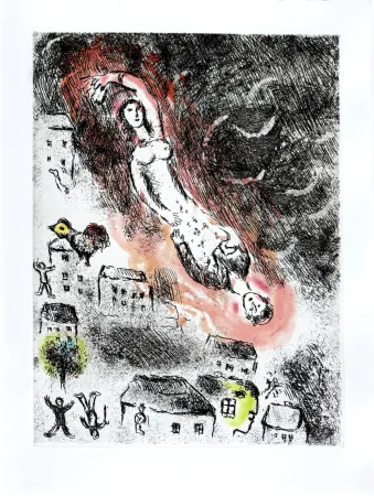 Aguafuerte Chagall - Celui qui dit les choses sans rien dire, Planche XV
