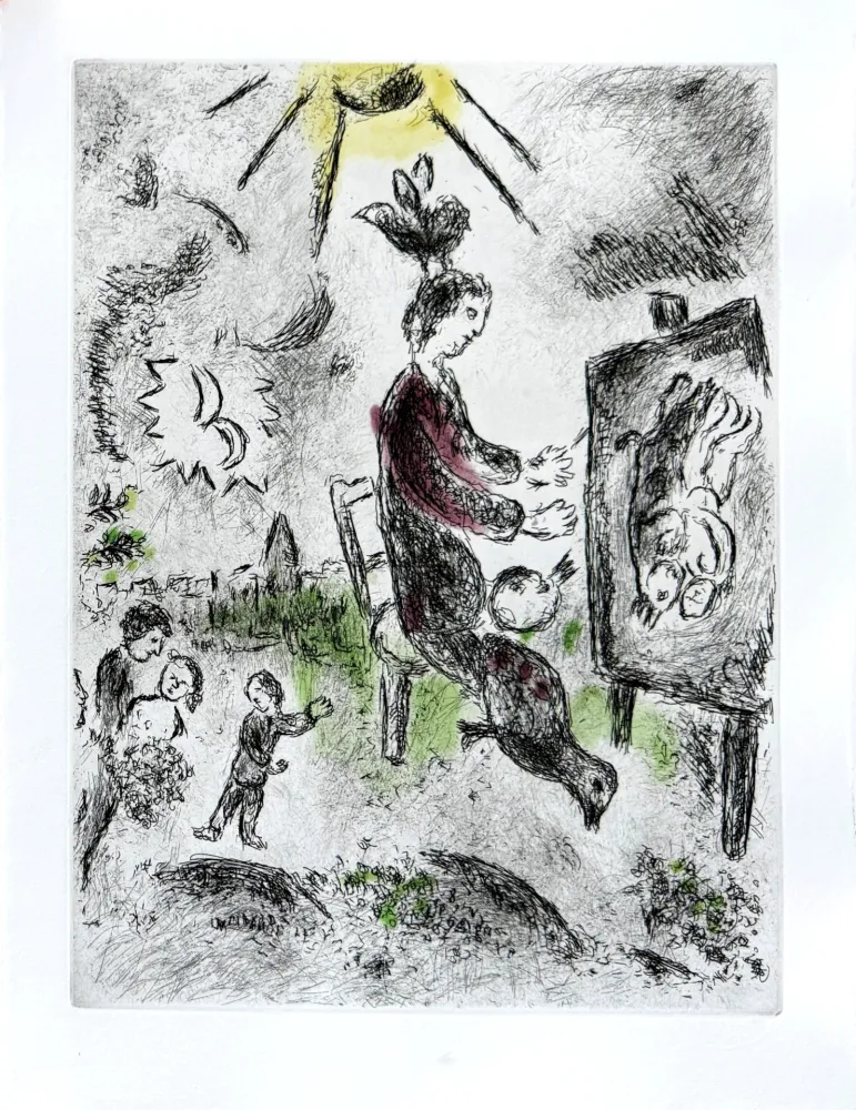Aguafuerte Chagall - Celui qui dit les choses sans rien dire, Planche XVI